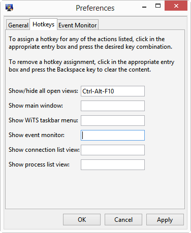 Hotkey settings dialog